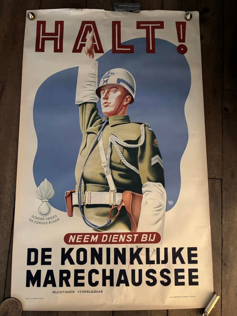 Originele Koninklijke Marechaussee Wervingsposter, Ophalen of Verzenden, Marechaussee, Nederland, Embleem of Badge