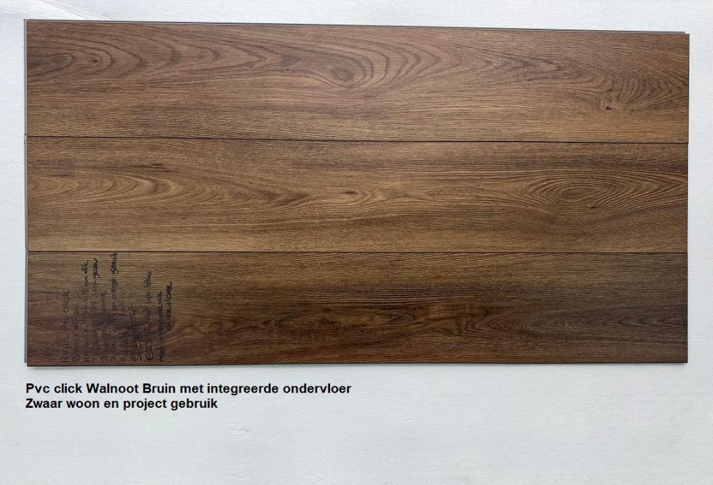 Pvc click Walnoot Bruin met integreerde ondervloer €23,95m2, Bruin, 75 m² of meer, Nieuw, Ophalen of Verzenden