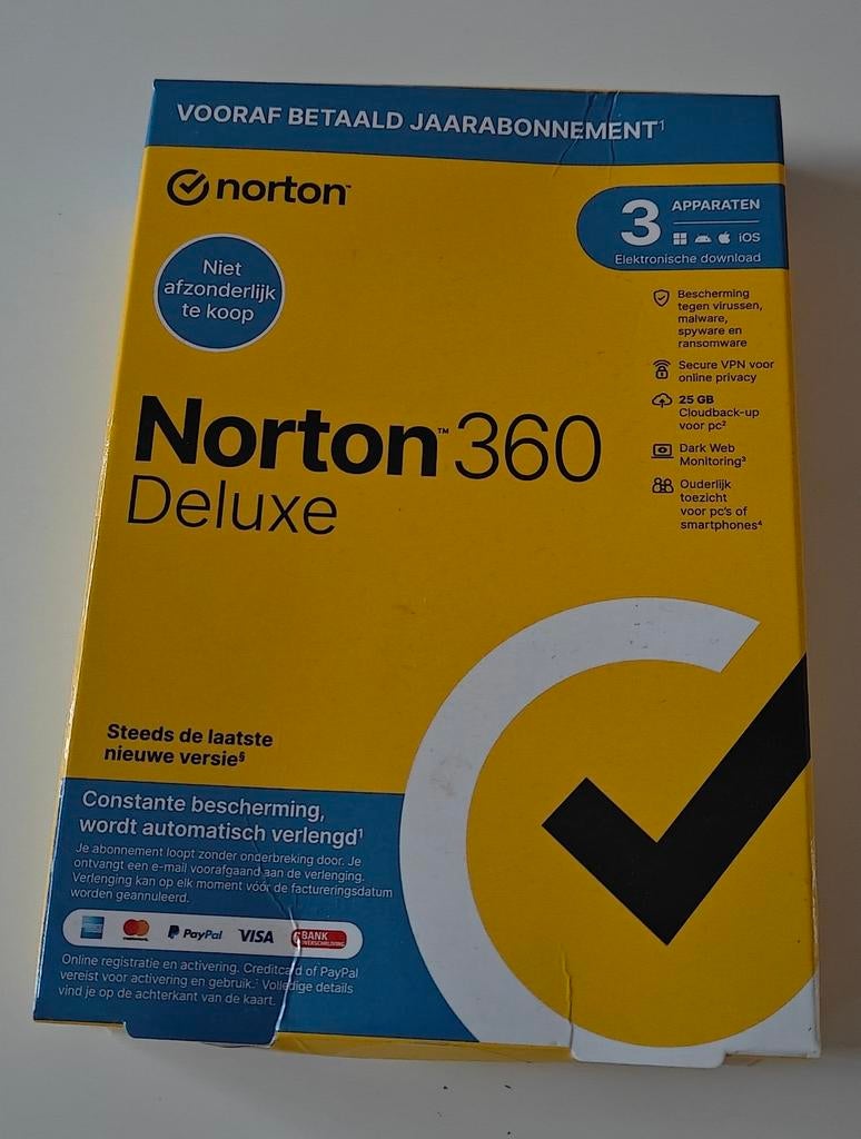 Norton 360 Deluxe PC/virus bescherming, Computers en Software, Antivirus- en Beveiligingssoftware, Ophalen of Verzenden, Nieuw