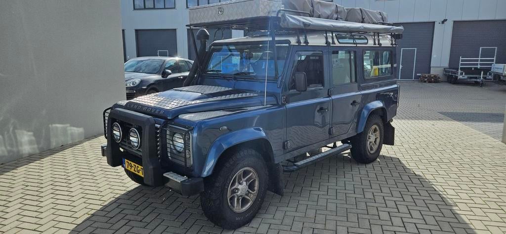 Land Rover Defender 110 2.4 D Stw. 2008 Blauw 7 persoons, Auto's, Land Rover, Particulier, 4x4, Airconditioning, Alarm, Elektrische ramen