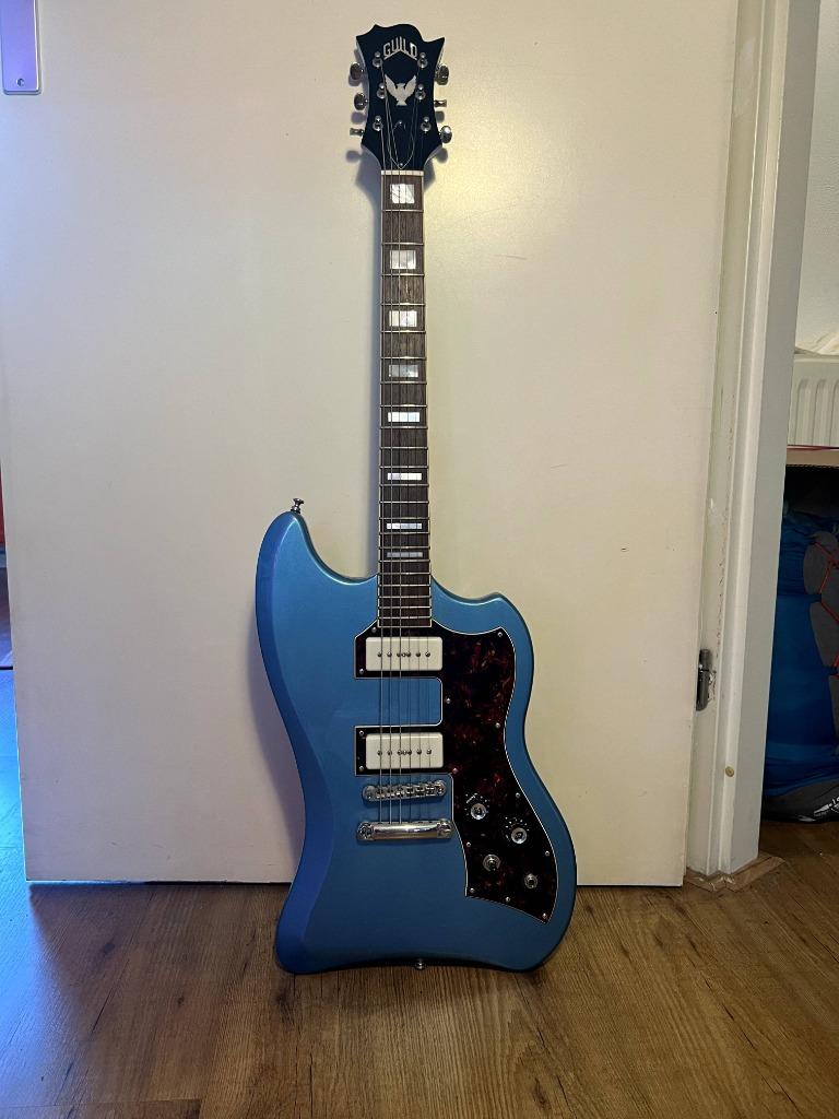 Guild T-bird elektrisch gitaar p90 pelham blue, Ophalen of Verzenden, Nieuw, Solid body, Overige merken
