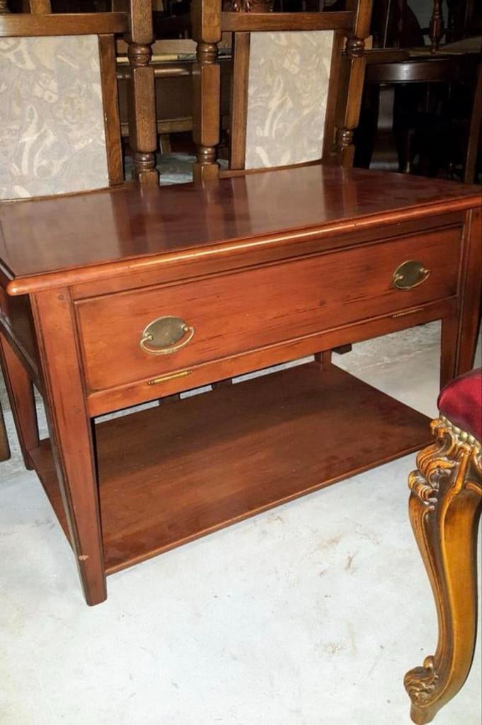 Kersenhouten Bijzettafel / TV Meubel, Gebruikt, 75 cm of meer, Rechthoekig, Hout