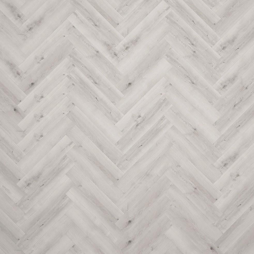 Visgraat Klik PVC Licht Grijs Met Geïntegreerde Ondervloer, Ophalen, Crème, 75 m² of meer, Overige typen