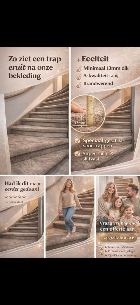 Traprenovatie met tapijt - 13 treden, Diensten en Vakmensen, Overige Diensten