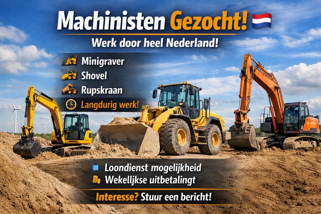Gezocht: machinisten door heel Nederland, 33 - 40 uur, Overige niveaus, Overige vormen
