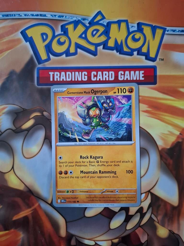 Cornerstone mask ogerpon 111/182 Destined Rivals pokemon nm, Ophalen of Verzenden, Zo goed als nieuw, Losse kaart