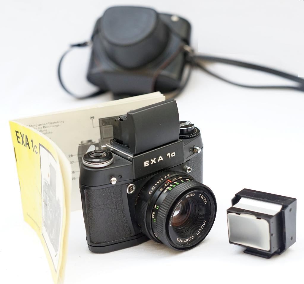 Exa 1c - Prachtige "Black Beauty" M42 SRL met 1.8/50mm, Audio, Tv en Foto, Fotocamera's Analoog, Ophalen of Verzenden, Compact