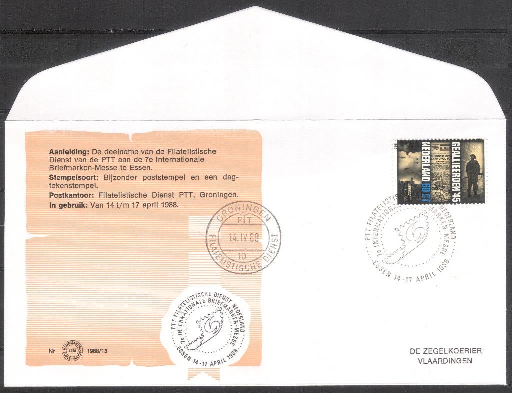 Deelname PTT aan 7e Int Briefmarken-Messe Essen 1988, Verzenden, Envelop