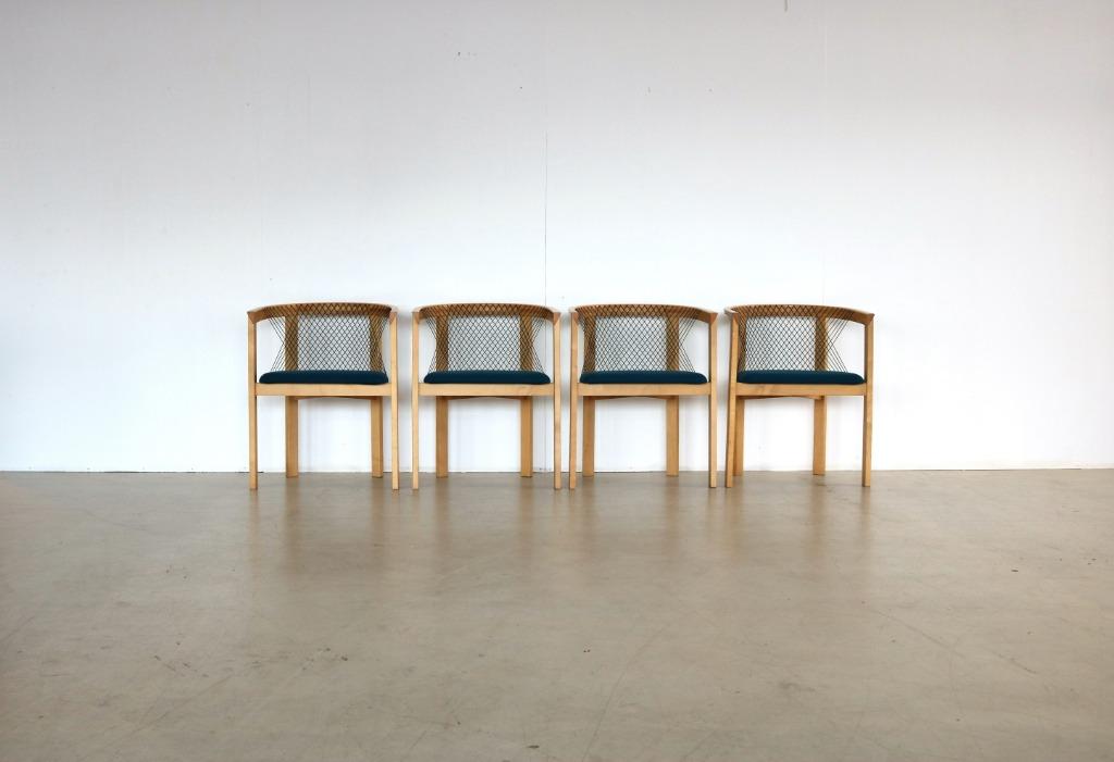 Vintage “string” chairs | stoelen | tranekaer | set van 4, Overige materialen, Gebruikt, Bruin, .