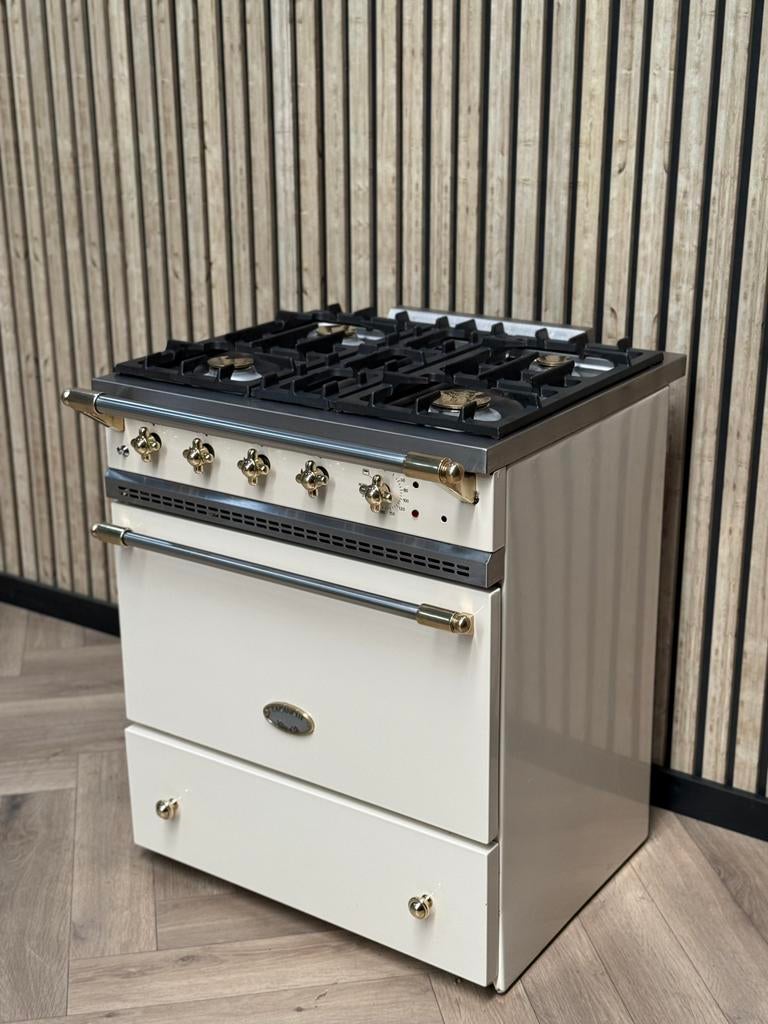 Luxe Lacanche 70cm crème gas + Elektrische oven, 60 cm of meer, Gas, 90 tot 95 cm, 4 kookzones