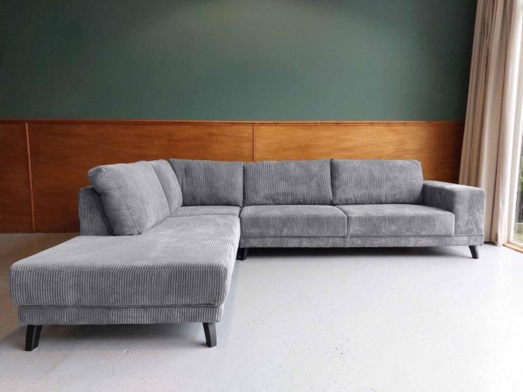Nieuwe Hoekbank uit voorraad Rib, Velvet, Bouclé/Teddy, Huis en Inrichting, Banken | Bankstellen, 250 tot 300 cm, Hoekbank, Nieuw