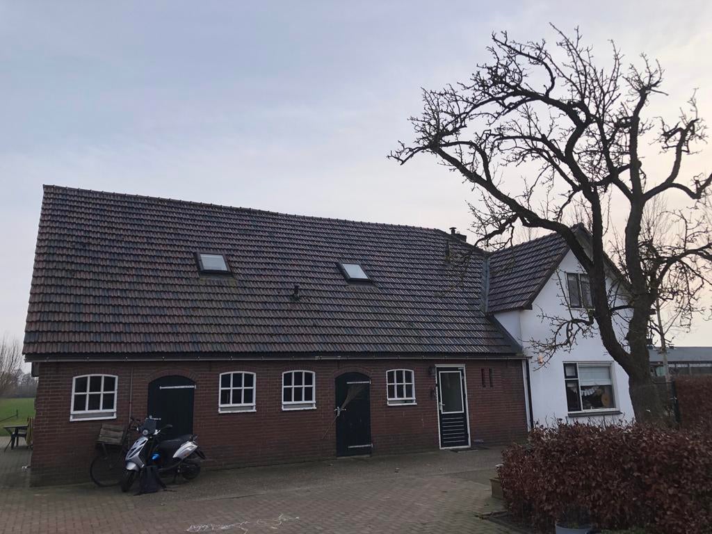 Keramisch Vlakke muldenpan bond kleur bruin/zwart verglaasd, Ophalen, Gebruikt, Steen of Klei, Blauw