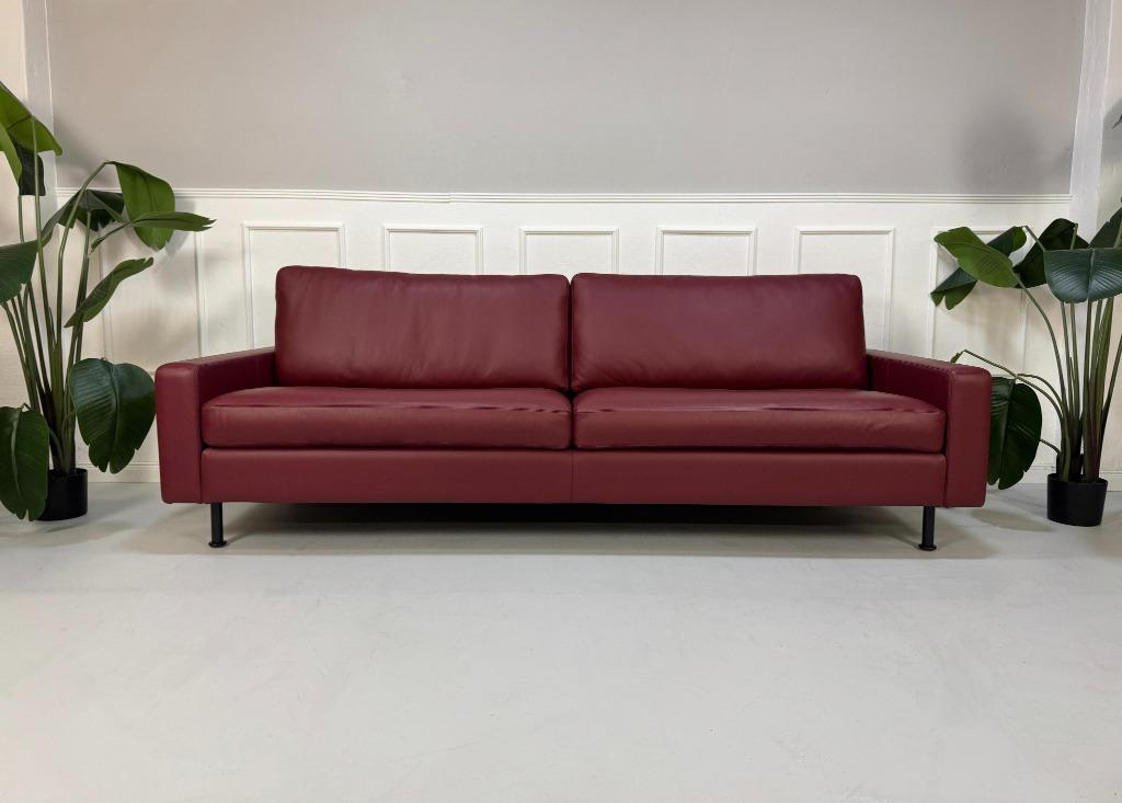 COR Conseta Bank Leer Bordeauxrood + opbergruimte showroom, Tweepersoons, Ophalen of Verzenden, Zo goed als nieuw, Rechte bank