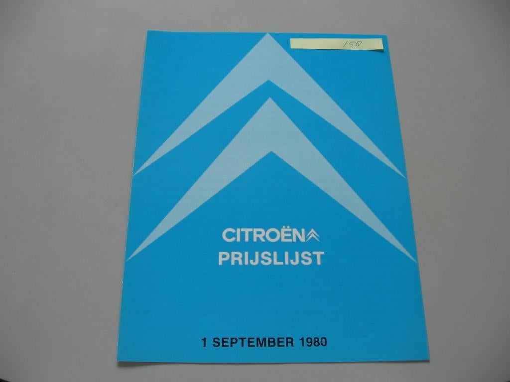 CITR 158 Citroën prijslijst 1 september 1980, Boeken, Auto's | Folders en Tijdschriften, Zo goed als nieuw, Citroën, Ophalen of Verzenden