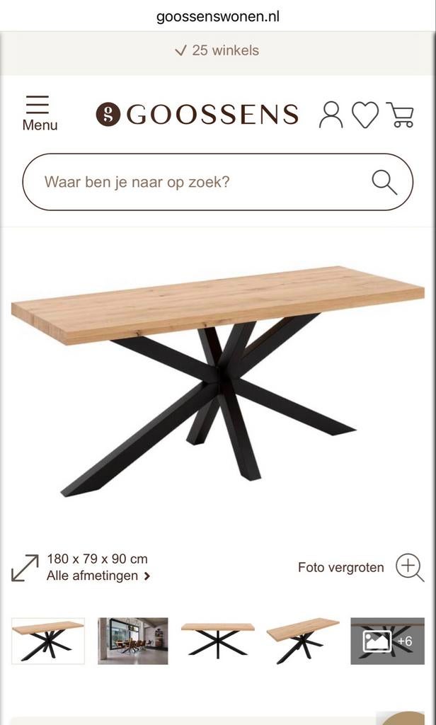 Goossens Eiken Boomstam Tafel - 200x100cm, Huis en Inrichting, Tafels | Eettafels, Ophalen, Gebruikt, 100 tot 150 cm, Eikenhout