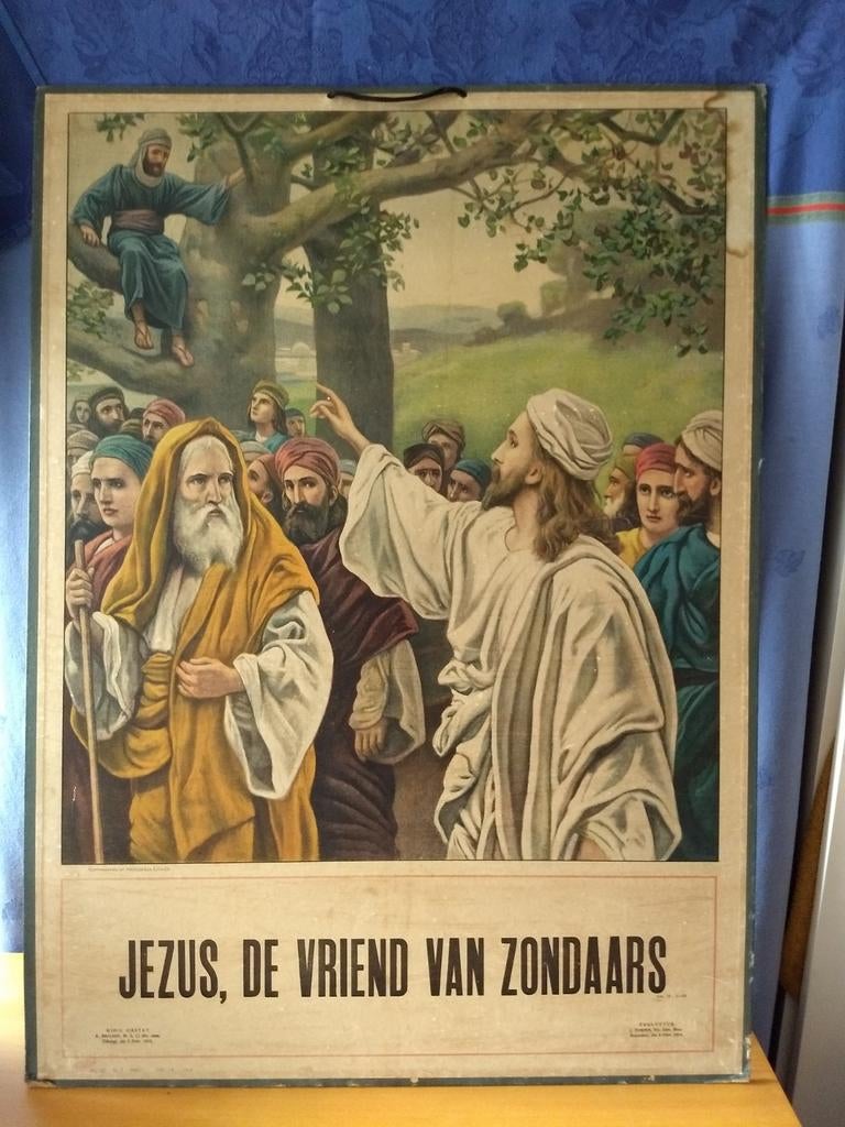 Schoolplaat Jezus, de vriend van de zondaars, Ophalen of Verzenden