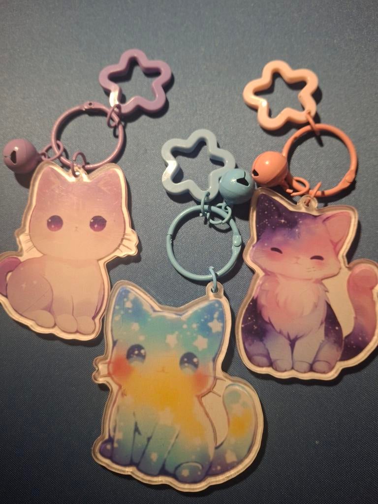 Set van 3 Galaxy Kat Sleutelhangers, Verzamelen, Poppetjes en Figuurtjes, Nieuw, Ophalen of Verzenden