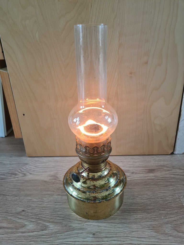Antieke Ideal Brenner 20" olielamp van koper, Ophalen