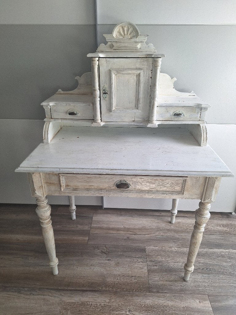 Prachtig antiek brocante bureau,secretaire - Shabby Chic wit, Ophalen, Gebruikt, Brocante, landelijk, shabby chic / distressed look.
