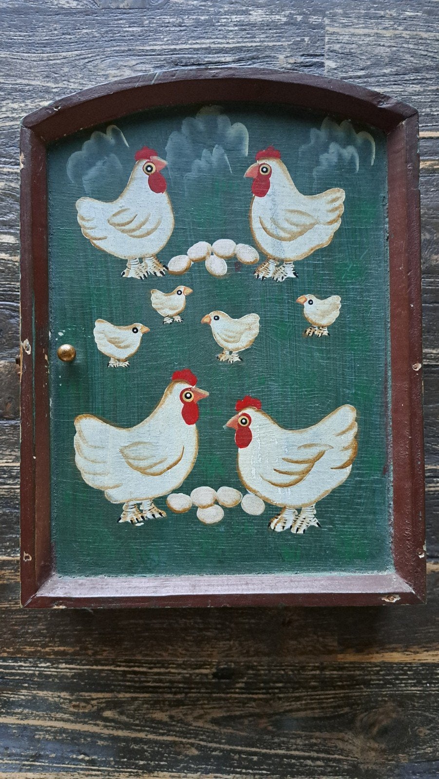 houten sleutelkastje met kippen motief, Ophalen of Verzenden