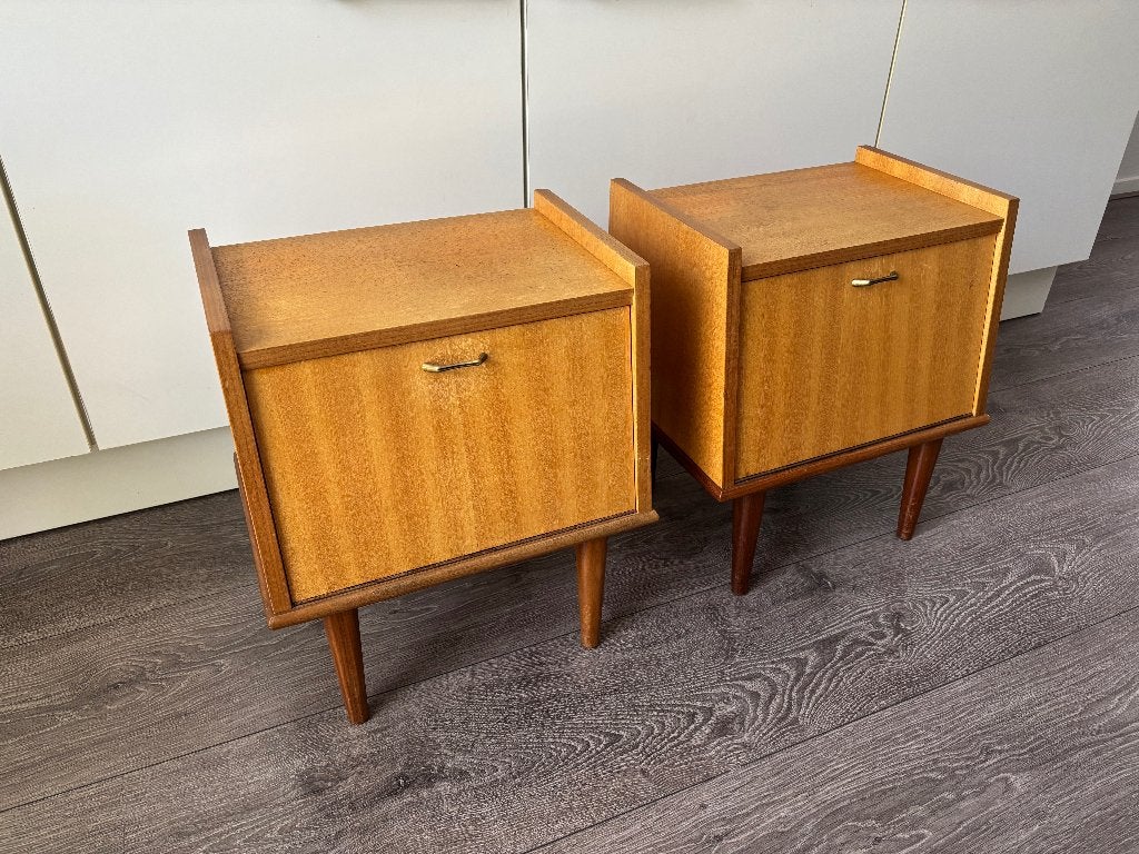 Vintage nachtkastjes jaren 60 – set van 2, Ophalen, Gebruikt, Minder dan 45 cm, Minder dan 55 cm