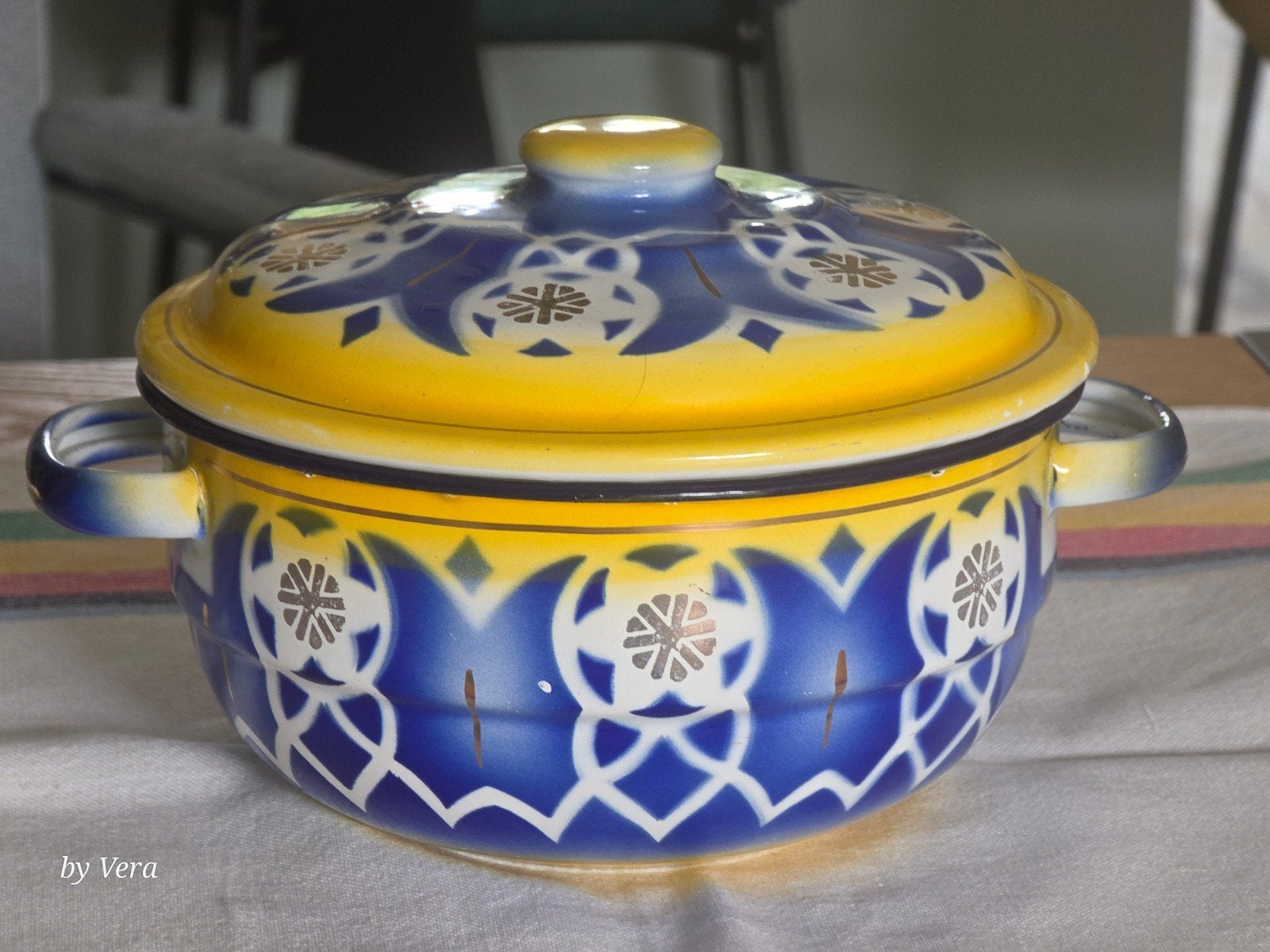 bijzondere emaille pan of dekschaal puntgaaf!, Ophalen of Verzenden