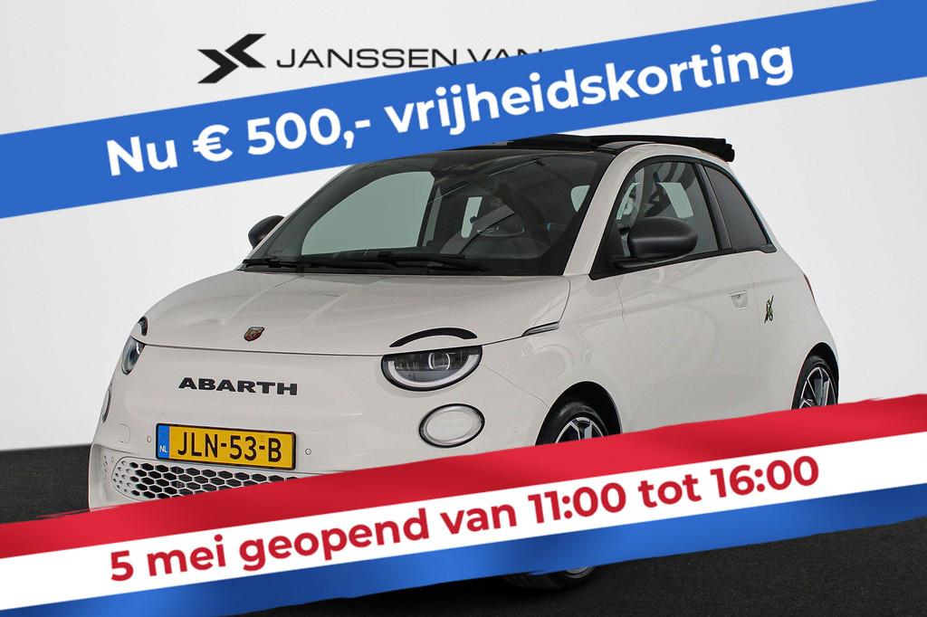 Abarth 500C Abarth Turismo 42 kWh Achteruitrijcamera Keyless, Auto's, Abarth, Zwart, Cabriolet, 4 stoelen, Wit
