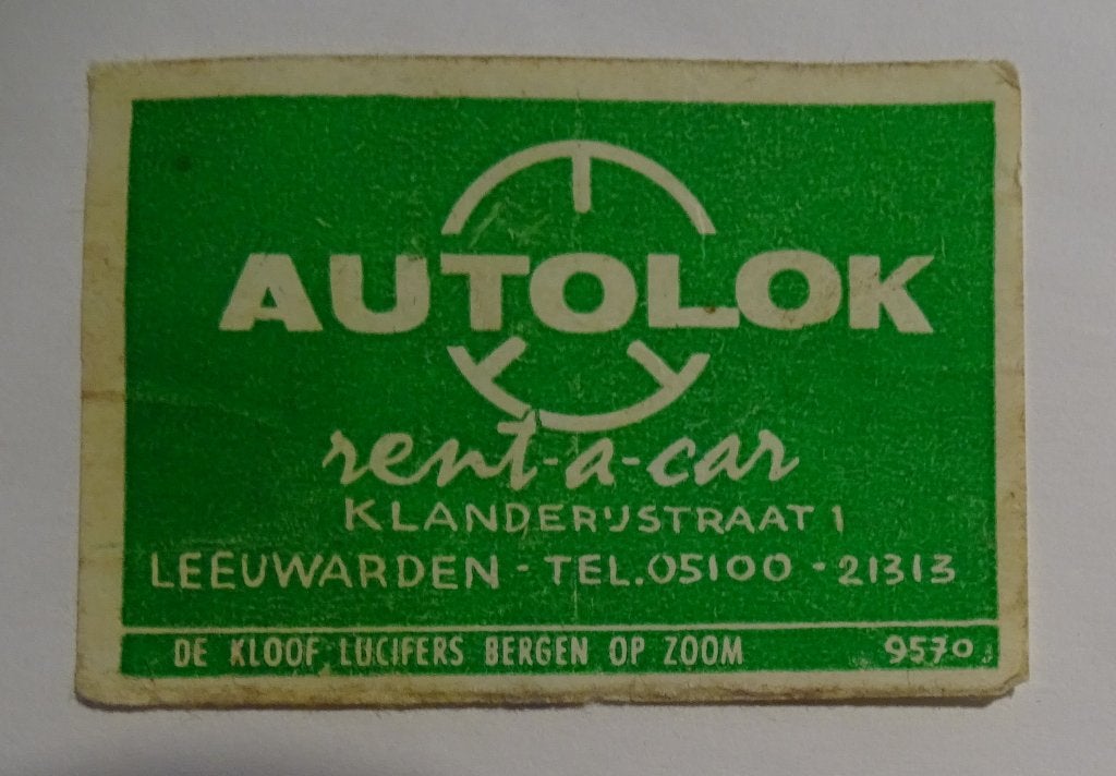AUTOLOK     RENT A CAR      LEEUWARDEN, Verzenden, Luciferdoosjes of -merken