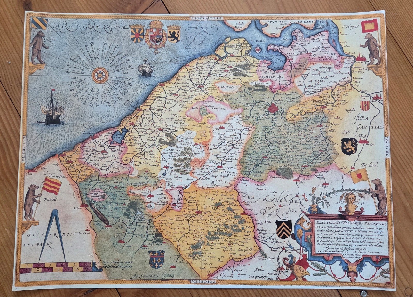 Reproductie antieke landkaart Vlaanderen Flandria, Ophalen of Verzenden, 1800 tot 2000, Nederland, Landkaart