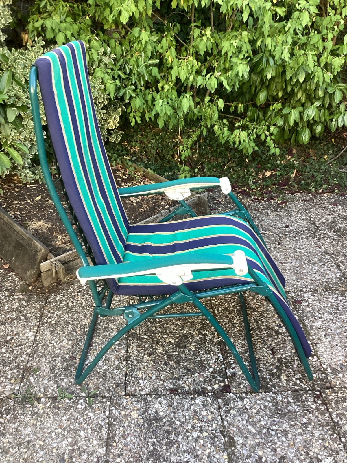 Lafuma tuinstoel met vaste bekleding, Ophalen, Gebruikt, Textileen, Verstelbaar