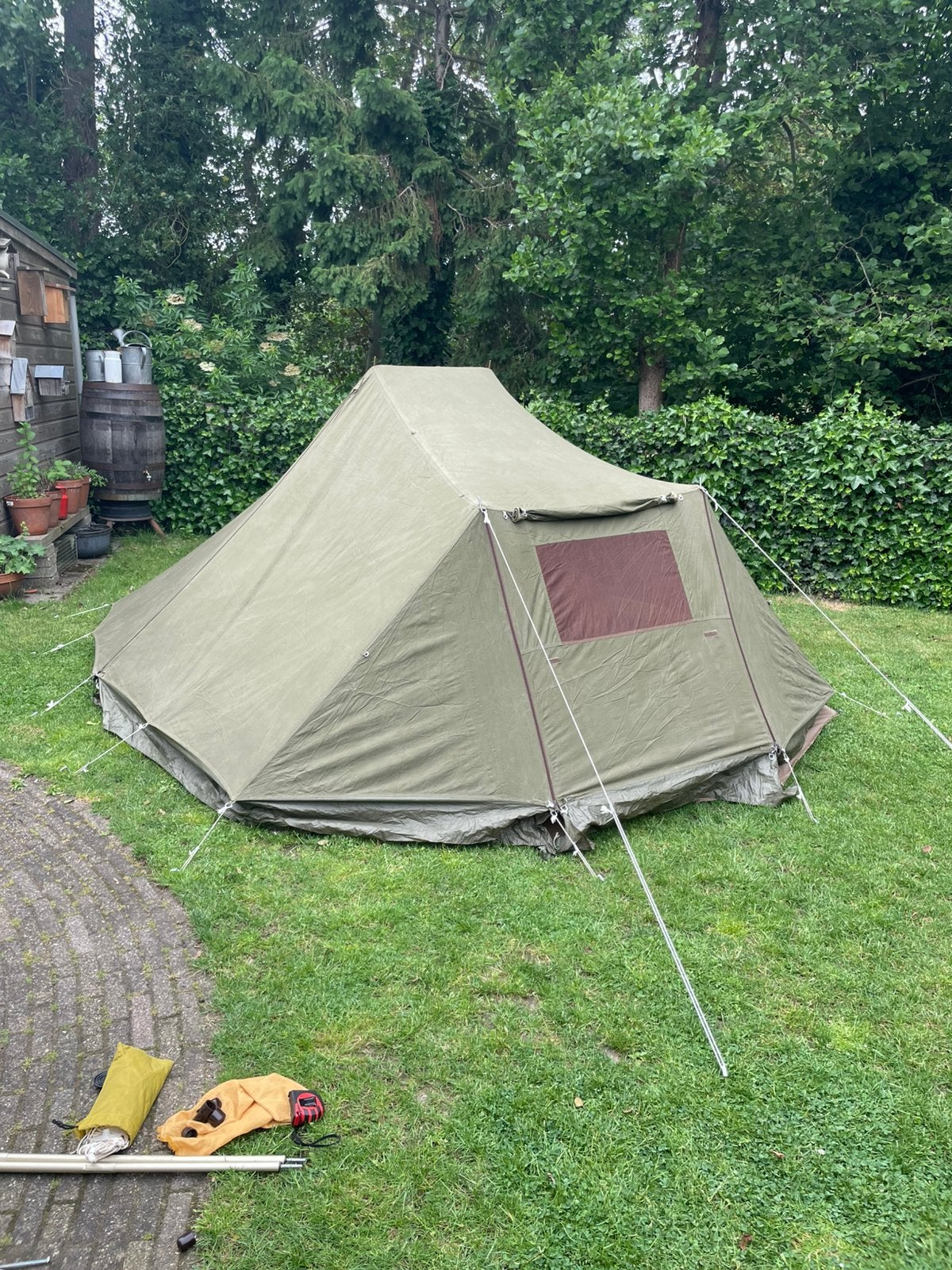 Esvo Kastanje lichtgewicht katoenen tent 2 pers, Caravans en Kamperen, Tenten, tot en met 2, Gebruikt, Ophalen
