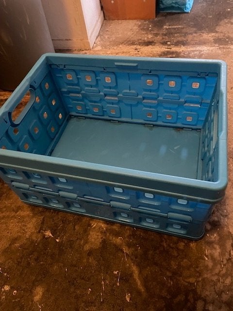 blauwe boodschappen krat, Gebruikt, Opvouwbaar, Minder dan 35 cm, Minder dan 50 cm