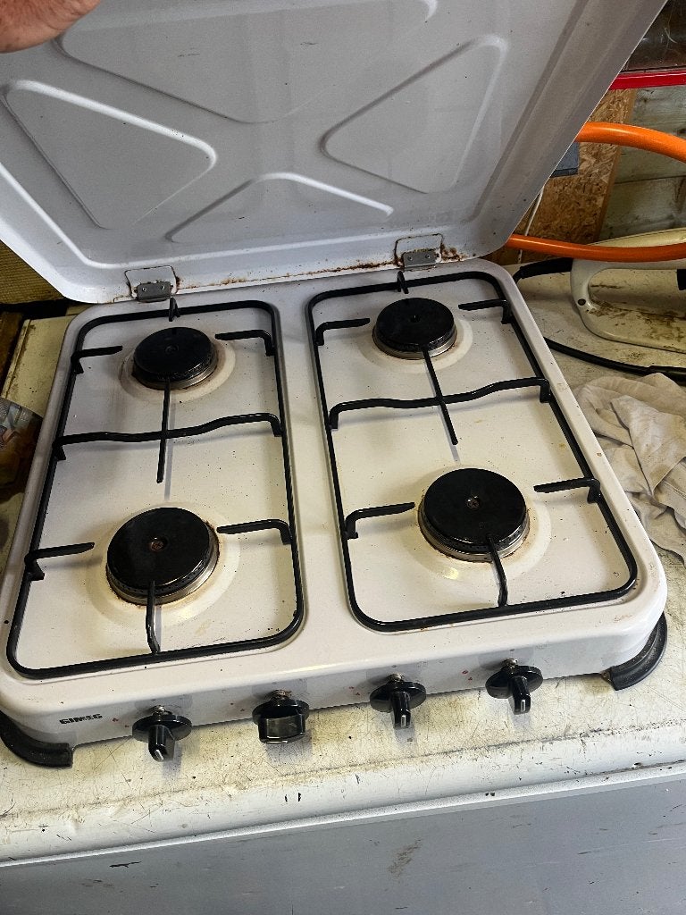 Gimeg camping gasstel 4 pits, Caravans en Kamperen, Ophalen of Verzenden, Gebruikt