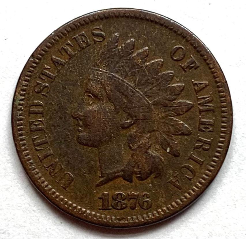 USA 1 Cent 1876 Indian Head semi-keydate, Postzegels en Munten, Munten | Amerika, Noord-Amerika, Ophalen of Verzenden