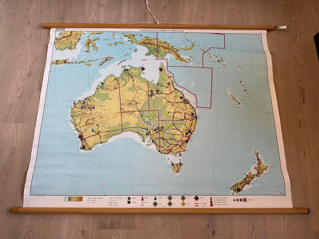 Vintage schoolplaat Nieuw Zeeland, Antiek en Kunst, Ophalen, Aardrijkskunde