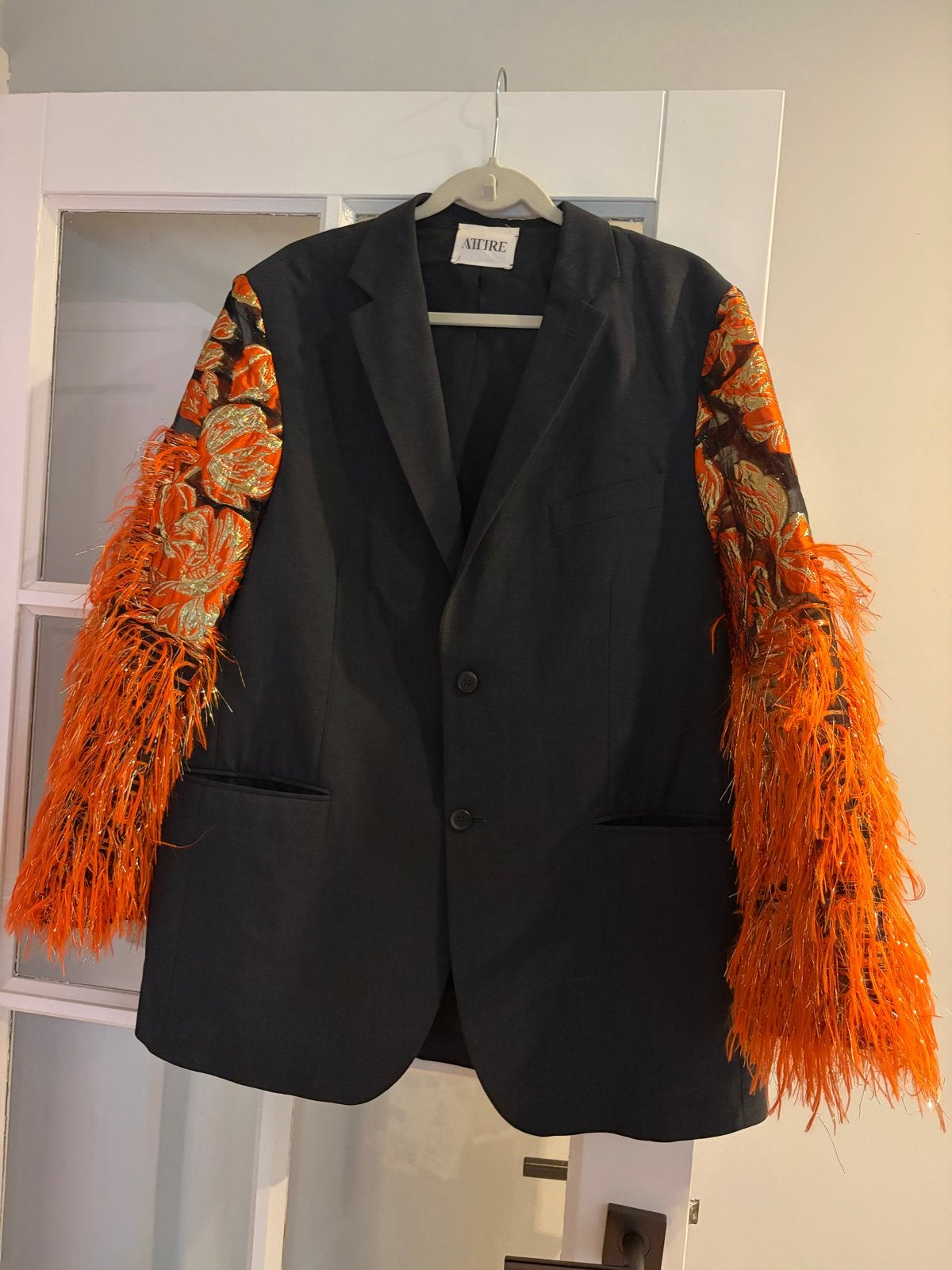 Stijlvolle Colbert met Oranje Mouwen - Maat L, Maat 42/44 (L), Oranje, Ophalen of Verzenden, Jasje