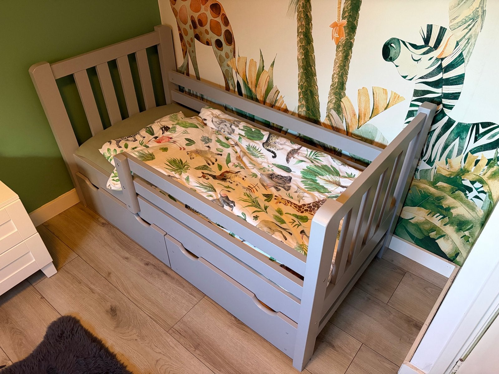 Peuterbed met lades en matras, Ophalen, Gebruikt, 70 tot 85 cm, 140 tot 160 cm