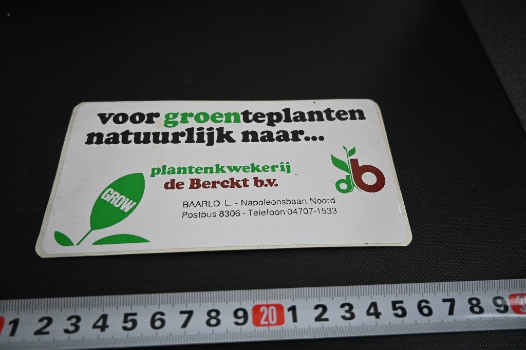 sticker Baarlo (L) Plantenkwekerij DE BERCKT BV Napoleonsb,, Ophalen, Zo goed als nieuw