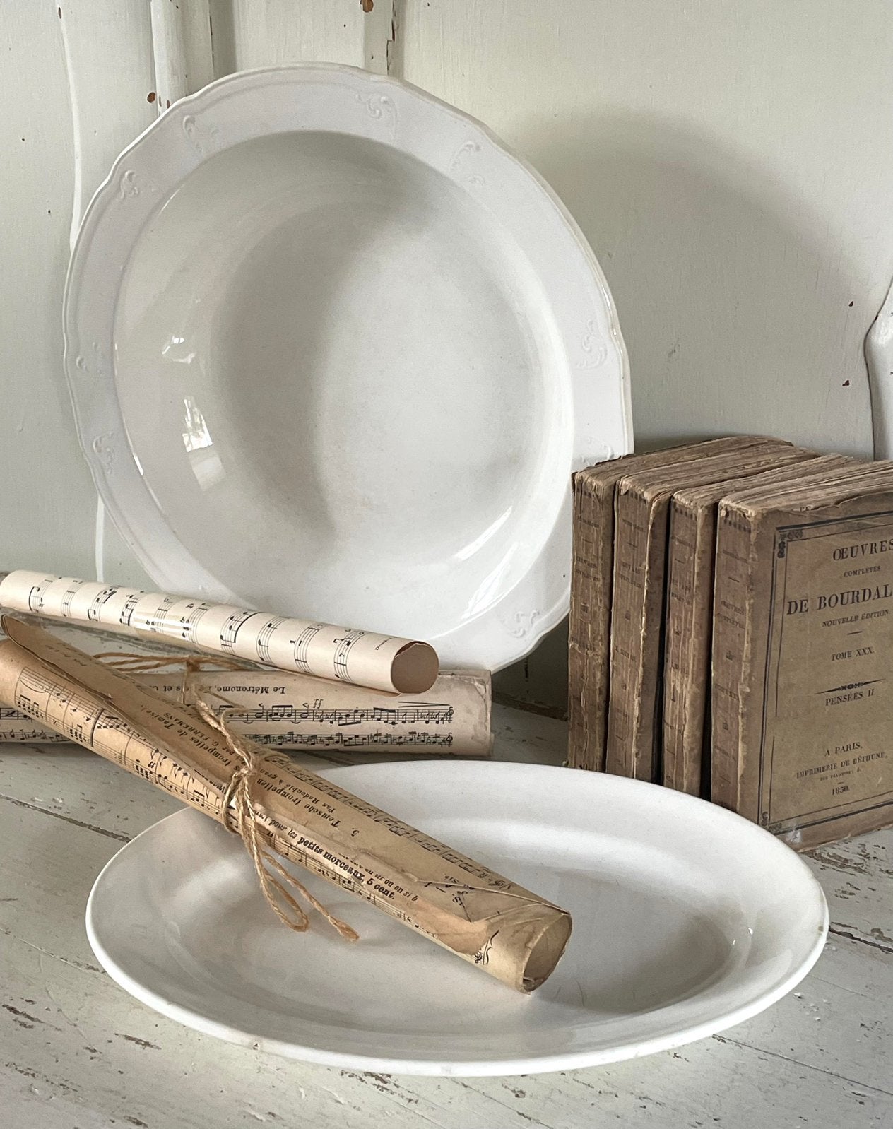 Brocante oud Boch schaaltje off white, Ophalen of Verzenden