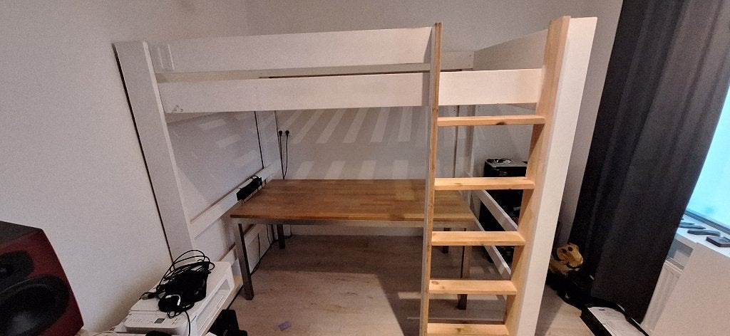 Hoogslaper (massief grenenhout)., Ophalen, Gebruikt, Hoogslaper, Tweepersoons