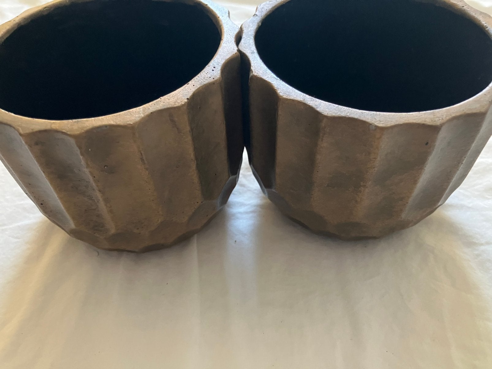2x goudkleurige kleine bloempotten/klein goud, Rond, Binnen, Ophalen of Verzenden, Zo goed als nieuw