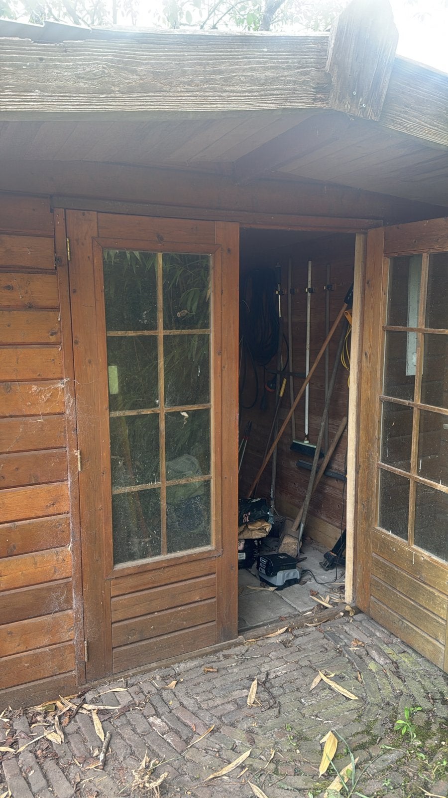 Houten Tuinhuis met Overkapping - GRATIS, Ophalen, Tuinhuis, 250 tot 500 cm, X