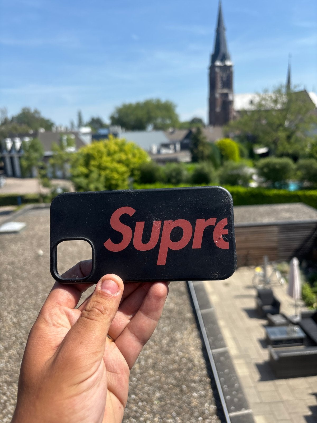 Supreme iPhone 13 Hoesje - Zwart met Rood Logo, Overige merken, Hoesje of Tasje, Schokbestendig, Kunststof