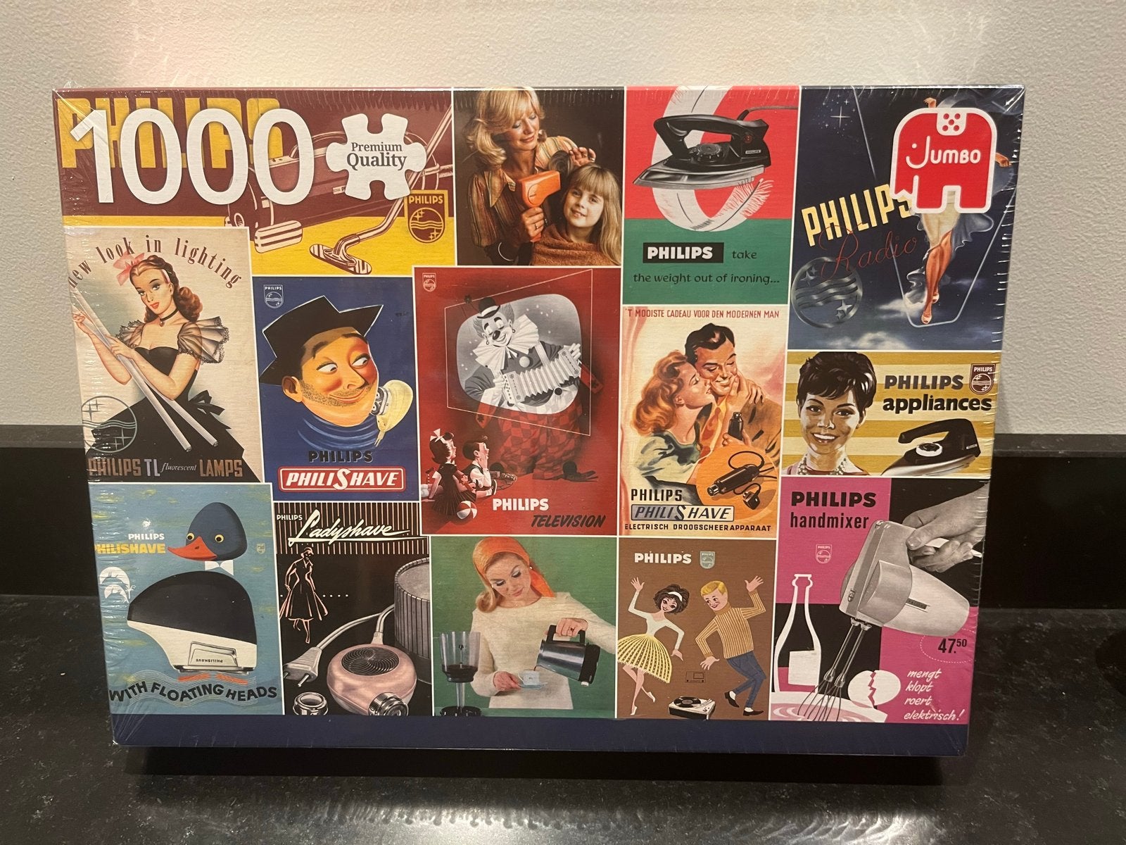 Philips Retro Reclame Puzzel 1000 stukjes Jumbo, Ophalen, 500 t/m 1500 stukjes, Nieuw, Legpuzzel