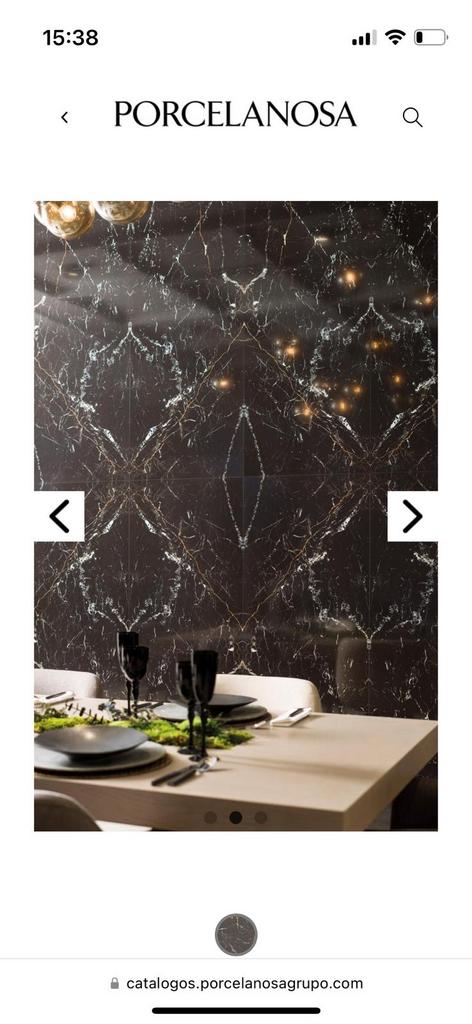 Porcelanosa - laurent bookmatch Tegels Zwart Marmer look, Ophalen, 60 cm of meer, Nieuw, 10 m² of meer