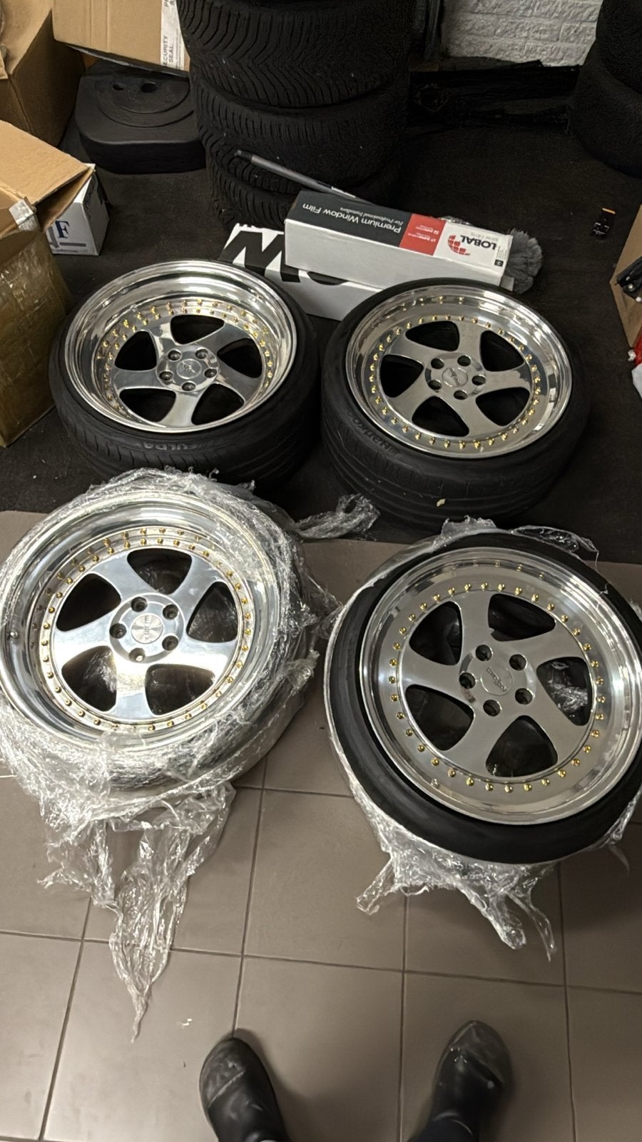 Rotiform TMB 3-delige velgen met banden 19 inch 5x112, Gebruikt, Banden en Velgen, 235 mm, Zomerbanden