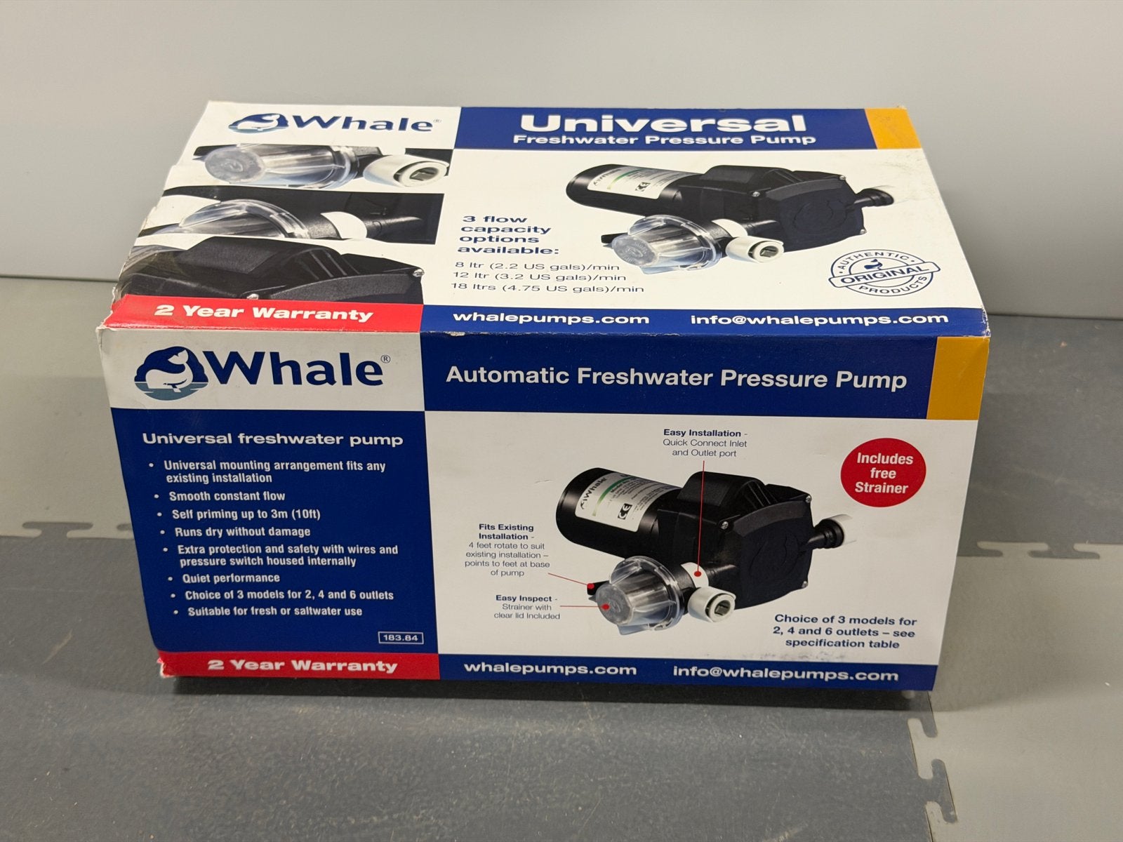Nieuwe Whale Universele Waterpomp 12V 8L + Filter UF0815, Ophalen of Verzenden, Nieuw, Beregeningspomp
