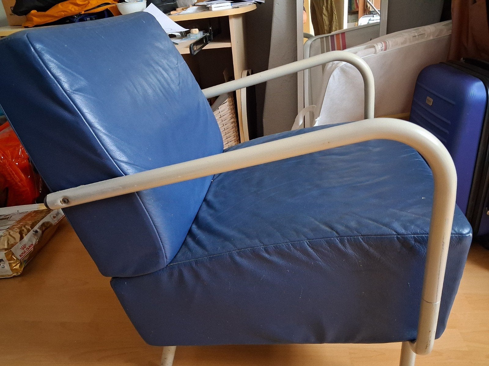 2 retro leren stoelen, Ophalen, Gebruikt, Eenpersoons, 90 cm