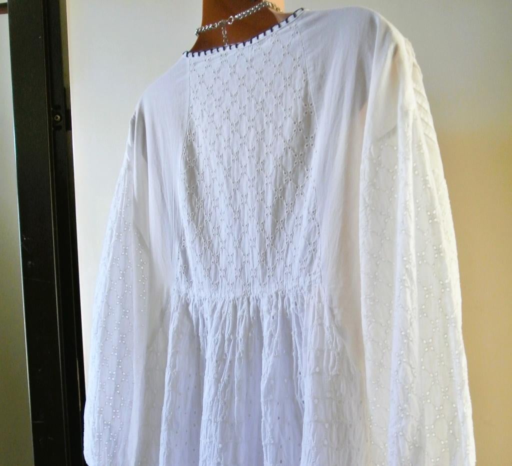 Top wijd tuniek/jurk M/L wit alijn beachwear cover up, Maat 38/40 (M), Wit, India made, Ophalen of Verzenden