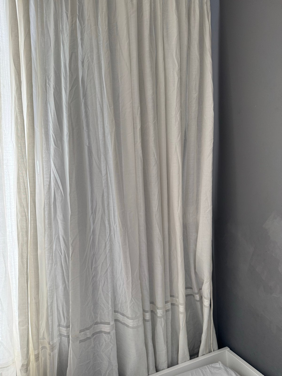 Lichtdoorlatende gordijnen, wit/crème, 200x200 cm, Gebruikt, Wit, Ophalen of Verzenden, Lichtdoorlatend